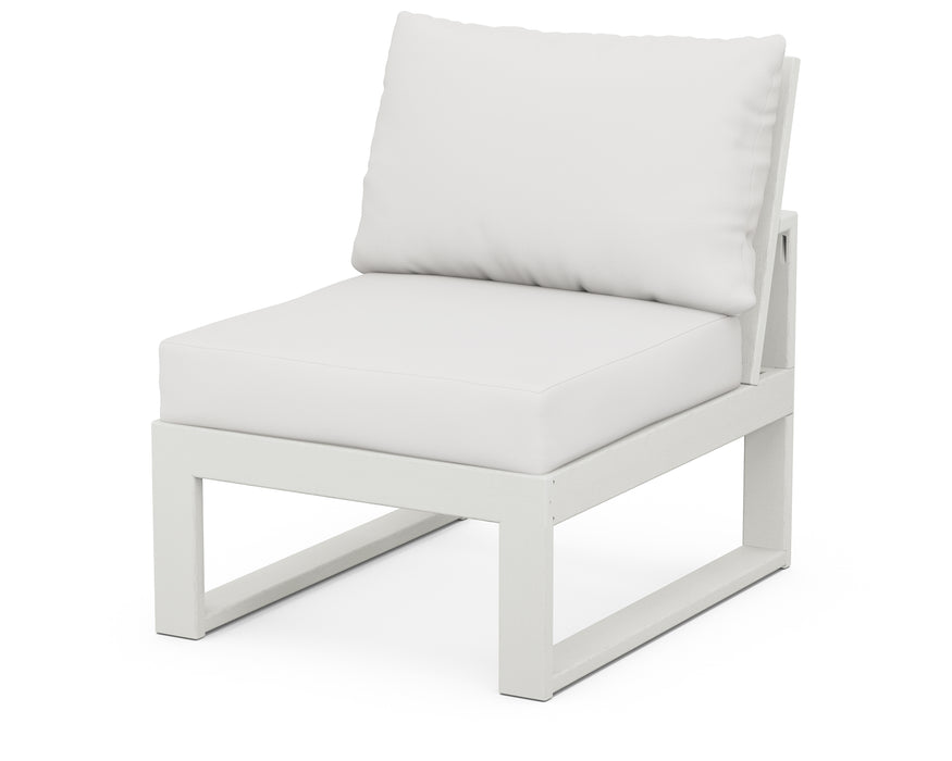 POLYWOOD Modular Armless Chair in Vintage White / Natural Linen