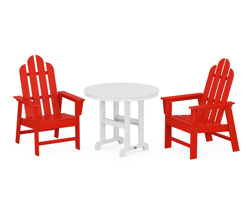 POLYWOOD Long Island 3-Piece Round Dining Set in Sunset Red