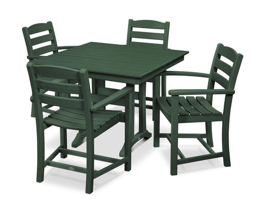 POLYWOOD La Casa Cafe 5-Piece Farmhouse Trestle Arm Chair Dining Set in Green image