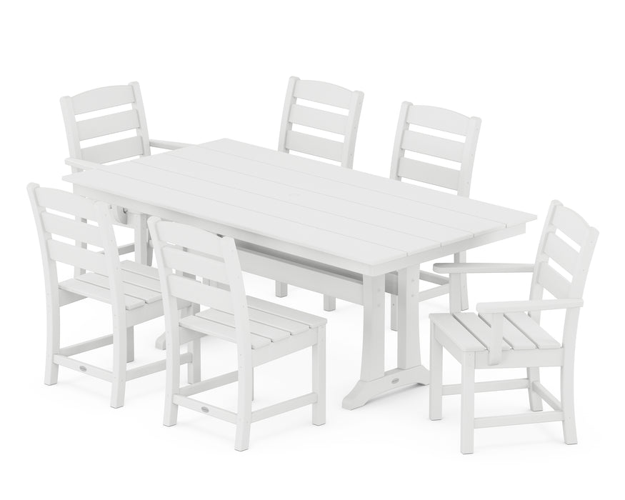 POLYWOOD Lakeside 7-Piece Farmhouse Trestle Dining Set in White image