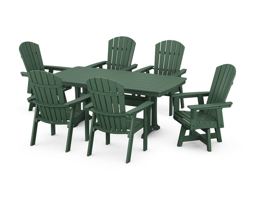 POLYWOOD Nautical 7-Piece Trestle Swivel Dining Set in Green image