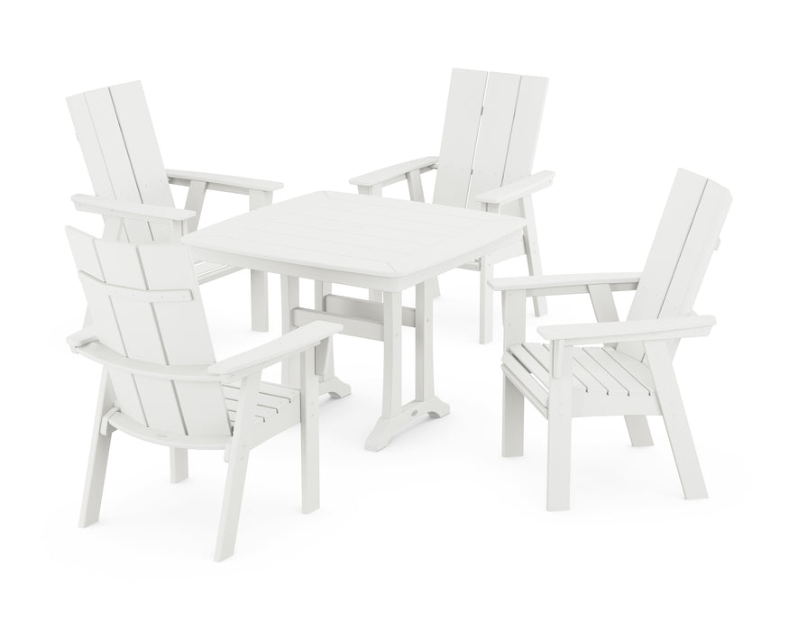 POLYWOOD Modern Adirondack 5-Piece Dining Set with Trestle Legs in Vintage White
