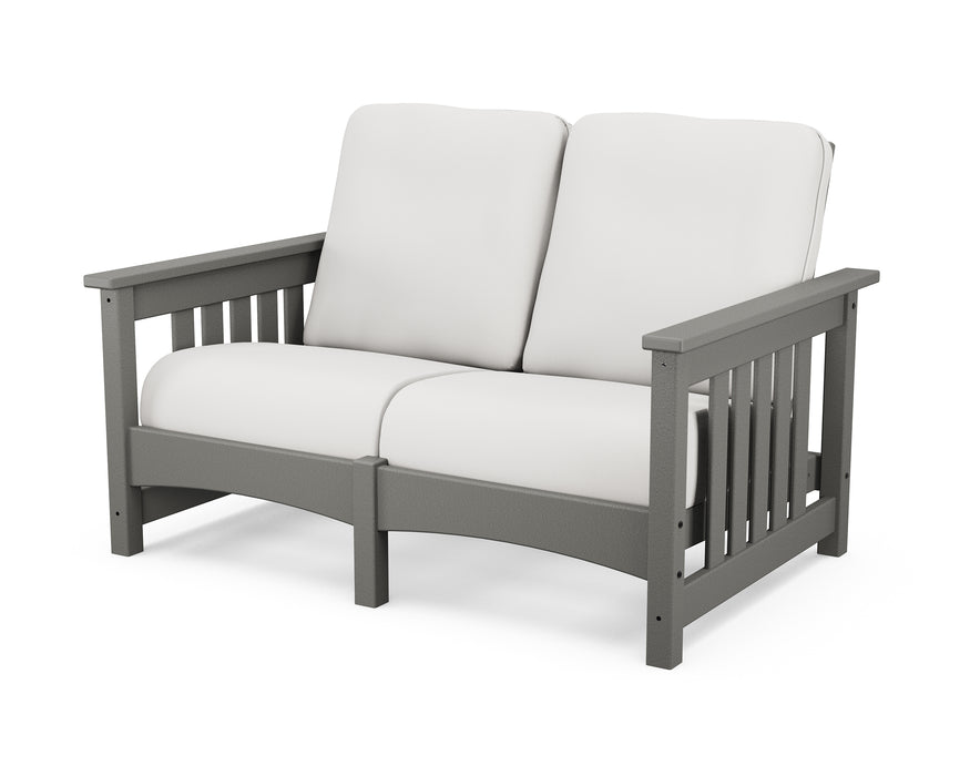 POLYWOOD Mission Loveseat in Slate Grey / Natural Linen image