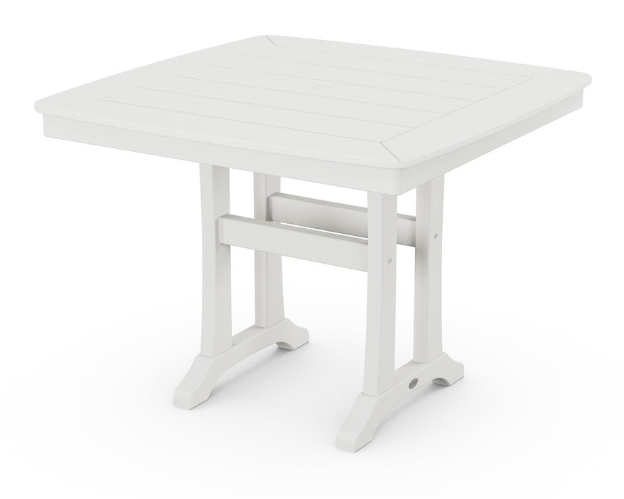 POLYWOOD Nautical Trestle 37" Dining Table in Vintage White