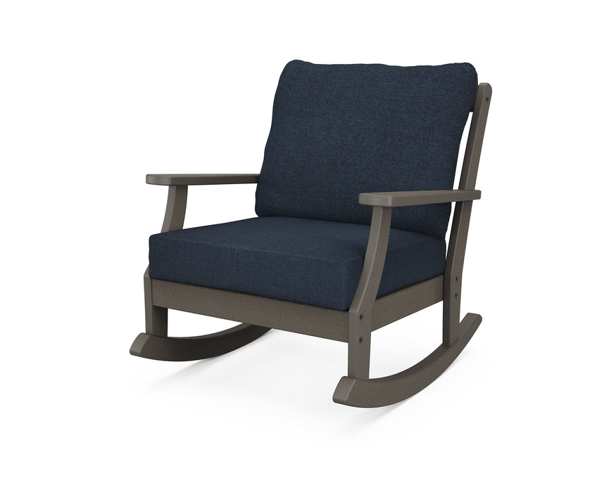 POLYWOOD Braxton Deep Seating Rocking Chair in Vintage Coffee / Marine Indigo image