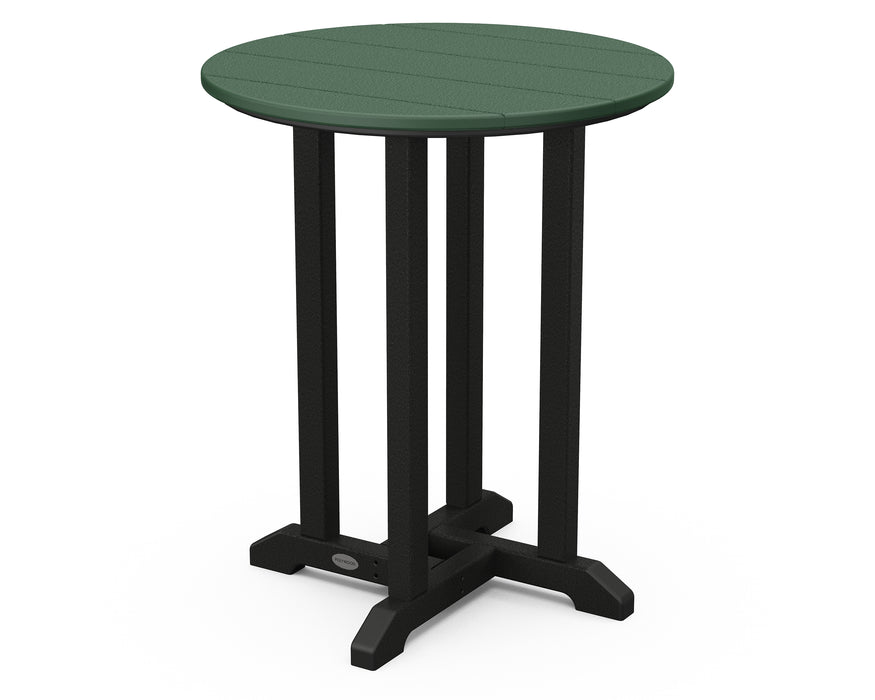 POLYWOOD Contempo 24" Round Dining Table in Black / Green