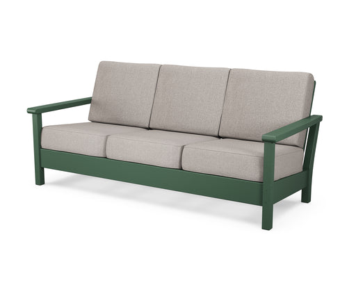 POLYWOOD Harbour Deep Seating Sofa in Green / Weathered Tweed image