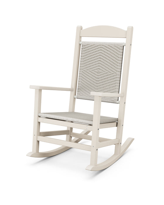 POLYWOOD Presidential Woven Rocking Chair in Sand White Loom