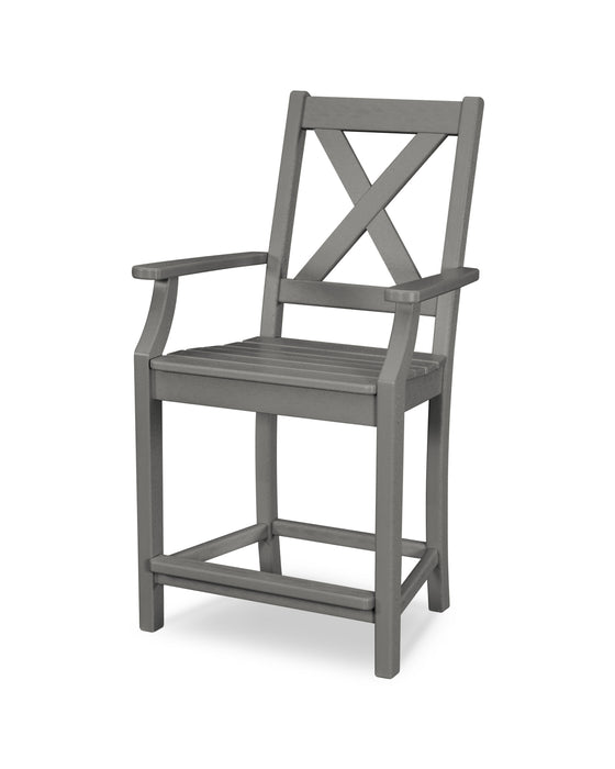 POLYWOOD Braxton Counter Arm Chair in Slate Grey image