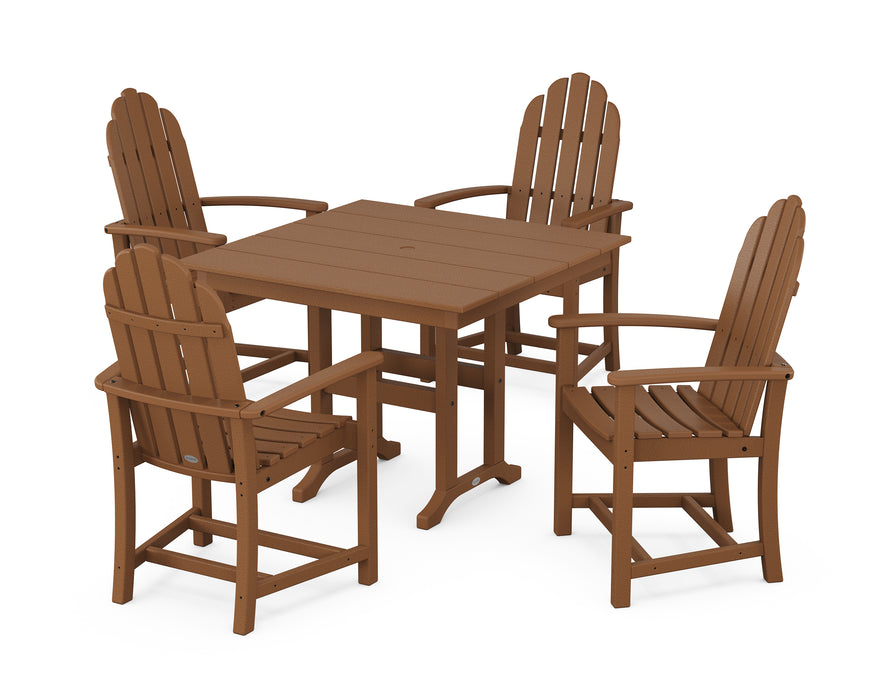 POLYWOOD Classic Adirondack 5-Piece Farmhouse Dining Set in Teak