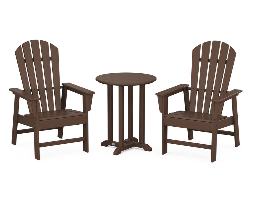 POLYWOOD South Beach 3-Piece Round Farmhouse Dining Set in Mahogany