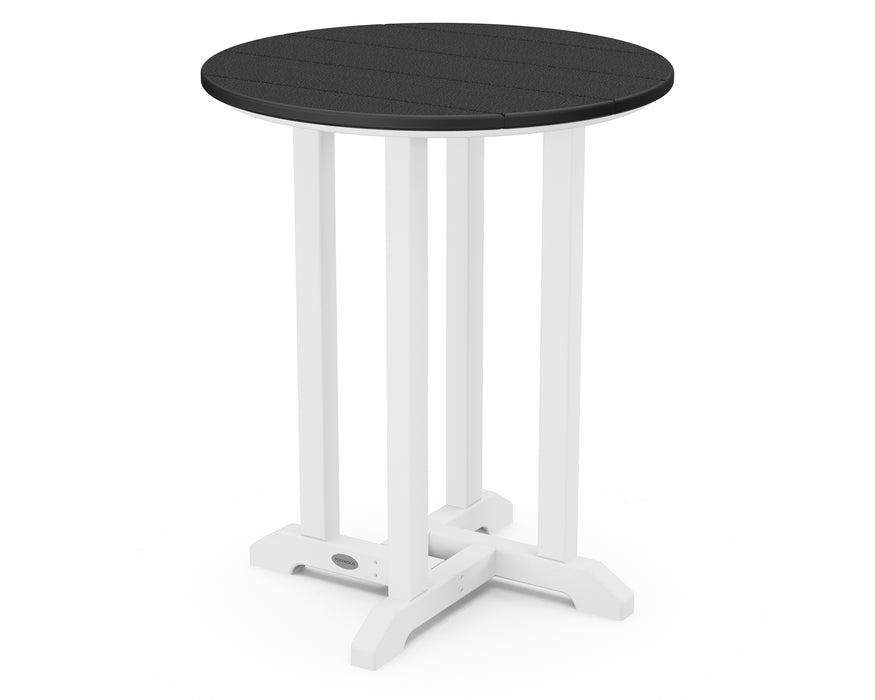 POLYWOOD Contempo 24" Round Dining Table in White / Black