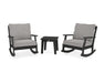 POLYWOOD Braxton 3-Piece Deep Seating Rocker Set in Black / Grey Mist image