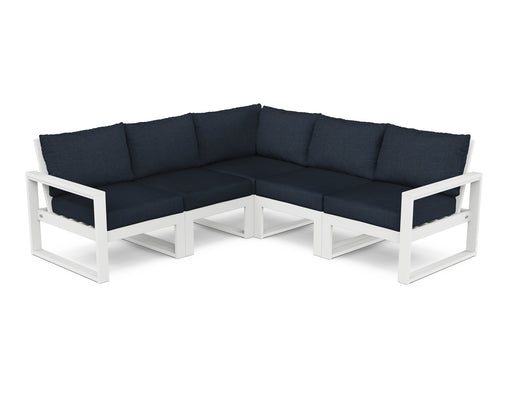 POLYWOOD EDGE 5-Piece Modular Deep Seating Set in White / Marine Indigo image