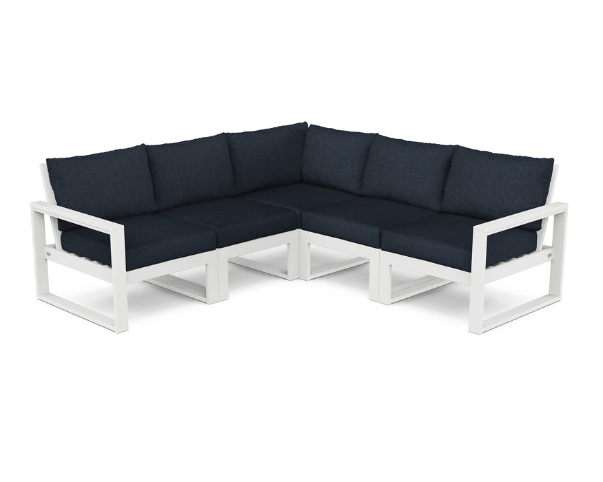 POLYWOOD EDGE 5-Piece Modular Deep Seating Set in White / Marine Indigo