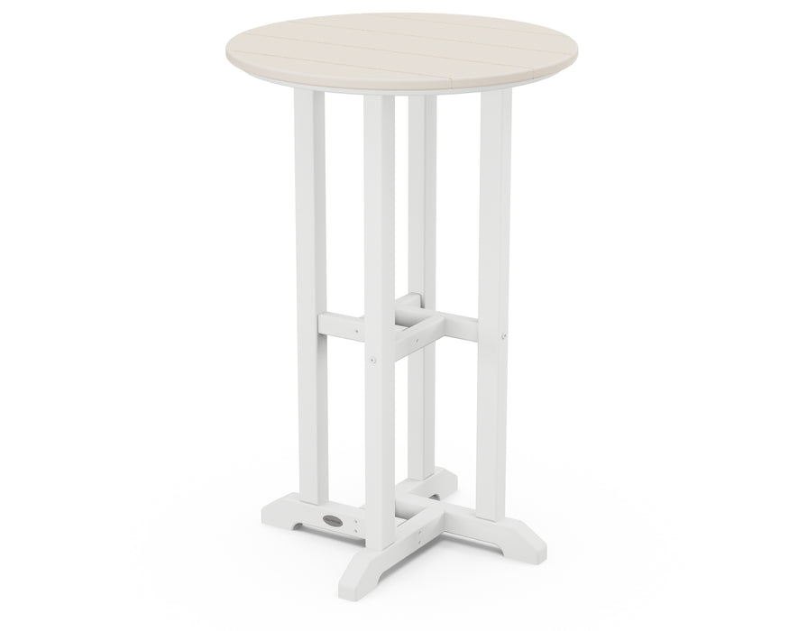 POLYWOOD Contempo 24" Round Counter Table in White / Sand