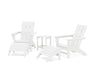 POLYWOOD Modern Adirondack Chair 5-Piece Set with Ottomans and 18" Side Table in White image