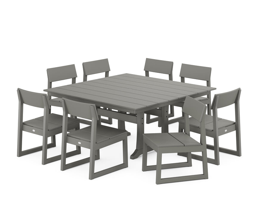 POLYWOOD EDGE Side Chair 9-Piece Dining Set with Trestle Legs in Slate Grey image