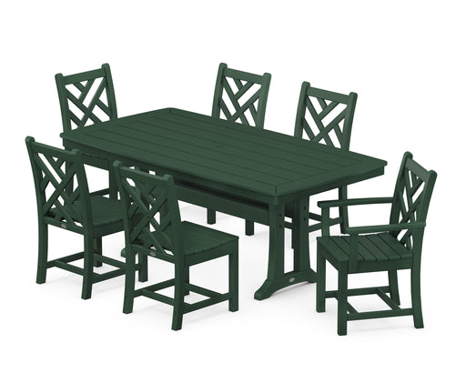 POLYWOOD Chippendale 7-Piece Nautical Trestle Dining Set in Green image