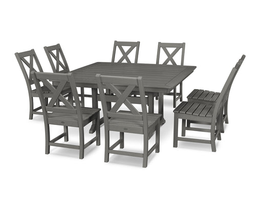 POLYWOOD Braxton 9-Piece Nautical Trestle Dining Set in Slate Grey image