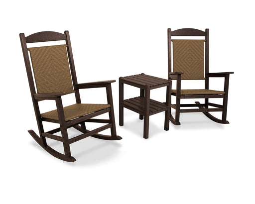 POLYWOOD Presidential Woven Rocker 3-Piece Set in Mahogany / Tigerwood image