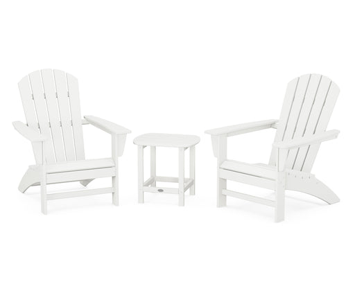 POLYWOOD Nautical 3-Piece Adirondack Set with South Beach 18" Side Table in Vintage White image