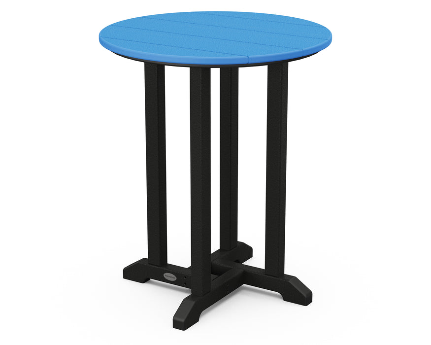 POLYWOOD Contempo 24" Round Dining Table in Black / Pacific Blue