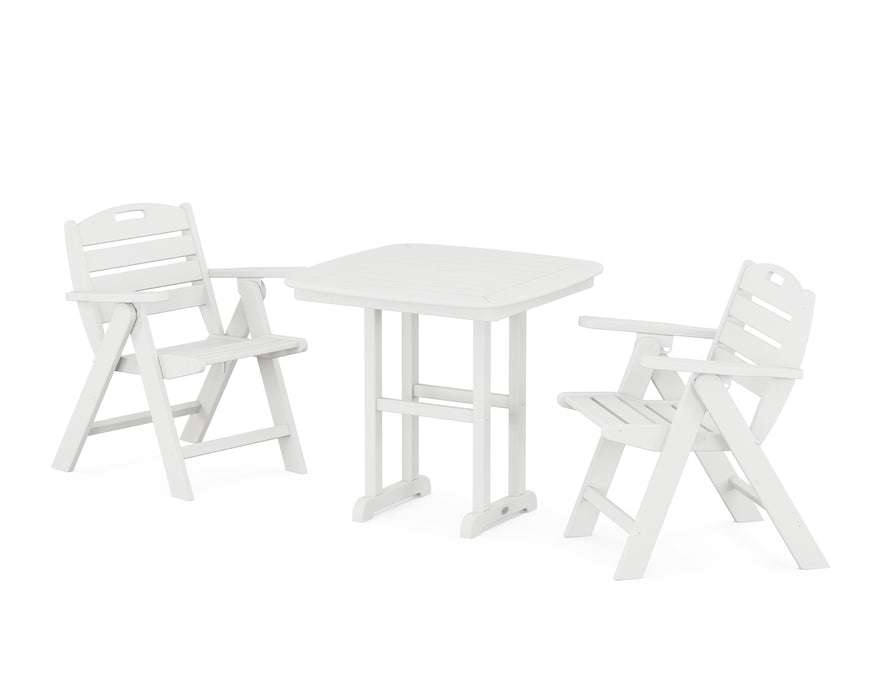 POLYWOOD Nautical Lowback Chair 3-Piece Dining Set in Vintage White