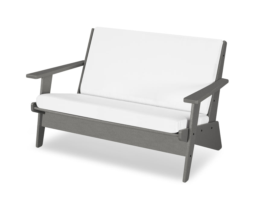 POLYWOOD Riviera Modern Lounge Loveseat in Slate Grey / Natural image
