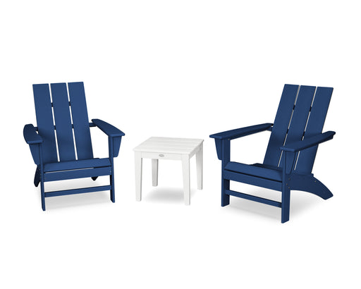 POLYWOOD Modern Adirondack 3-Piece Set in Navy / White image