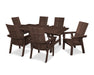 POLYWOOD Modern Curveback Adirondack 7-Piece Rustic Farmhouse Dining Set in Mahogany image