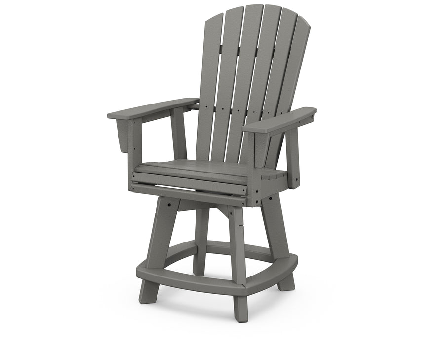 POLYWOOD Nautical Curveback Adirondack Swivel Counter Chair in Slate Grey