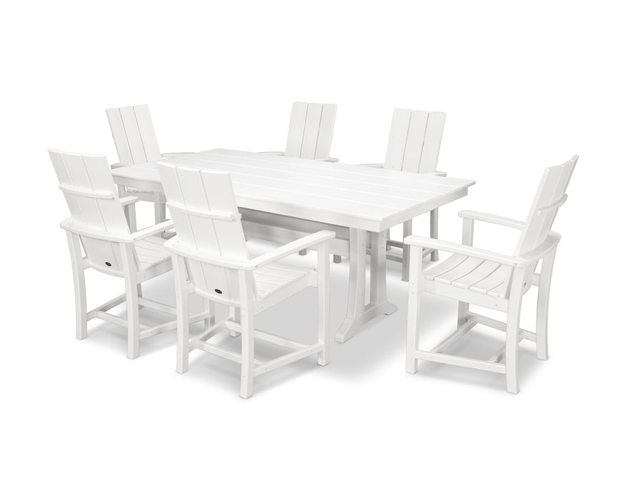 POLYWOOD Modern Adirondack 7-Piece Farmhouse Dining Set with Trestle Legs in White image