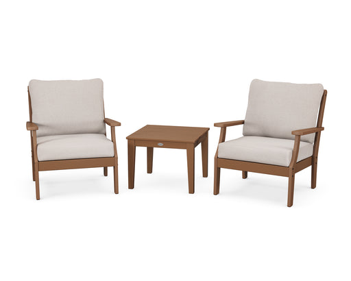 POLYWOOD Braxton 3-Piece Deep Seating Set in Teak / Dune Burlap image