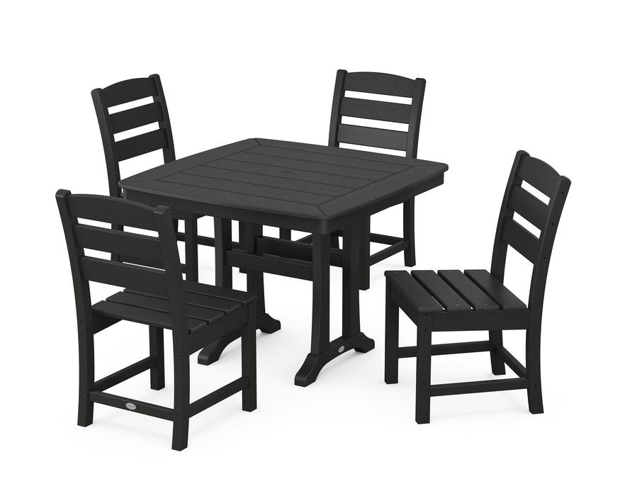 POLYWOOD Lakeside Side Chair 5-Piece Dining Set with Trestle Legs in Black