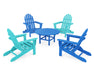 POLYWOOD Classic Folding Adirondack 5-Piece Conversation Group in Pacific Blue / Aruba image