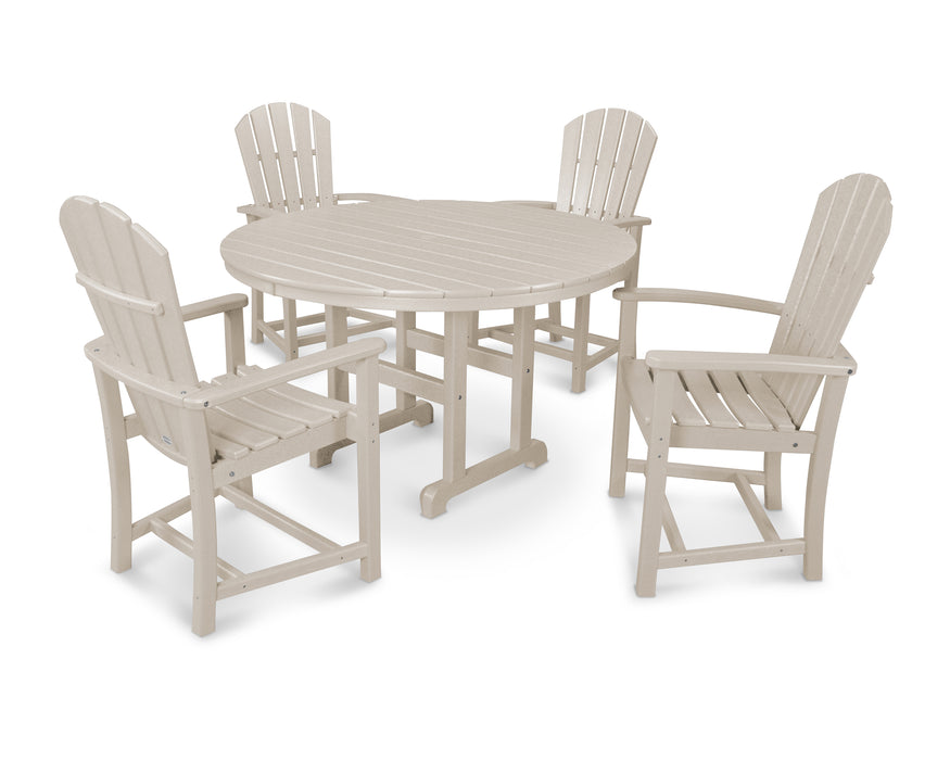 POLYWOOD Palm Coast 5-Piece Round Farmhouse Dining Set in Sand image