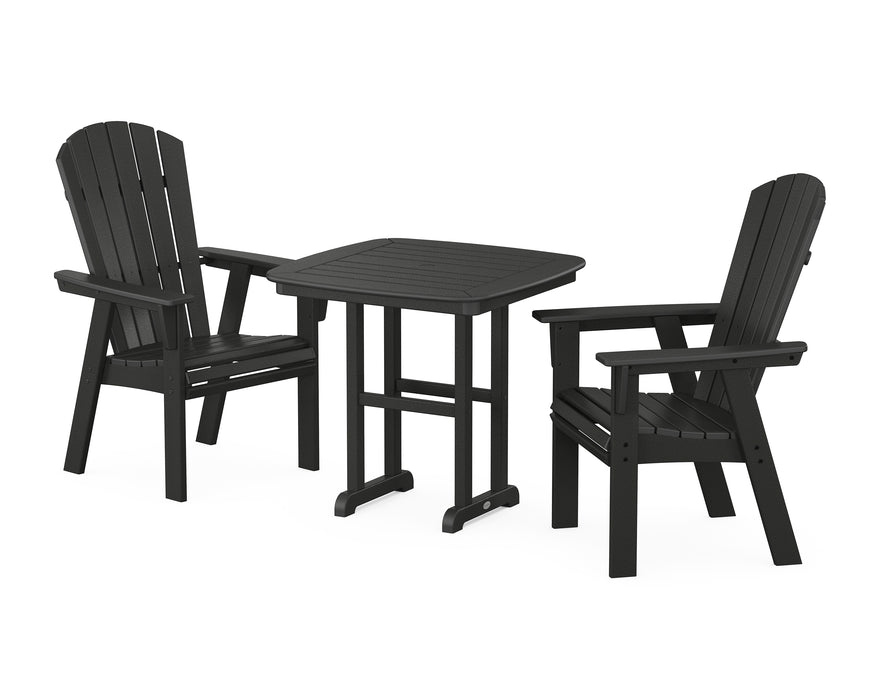 POLYWOOD Nautical Adirondack 3-Piece Dining Set in Black