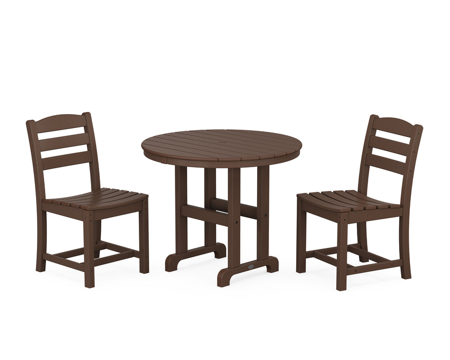 POLYWOOD La Casa Cafe Side Chair 3-Piece Round Dining Set in Mahogany