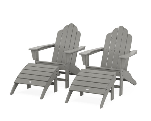 POLYWOOD Long Island Adirondack Chair 4-Piece Set with Ottomans in Slate Grey image