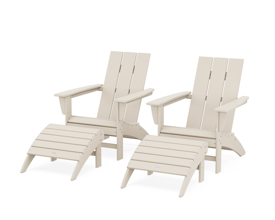 POLYWOOD Modern Adirondack Chair 4-Piece Set with Ottomans in Sand image