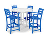 POLYWOOD La Casa Cafe 5-Piece Bar Dining Set in Pacific Blue / White image