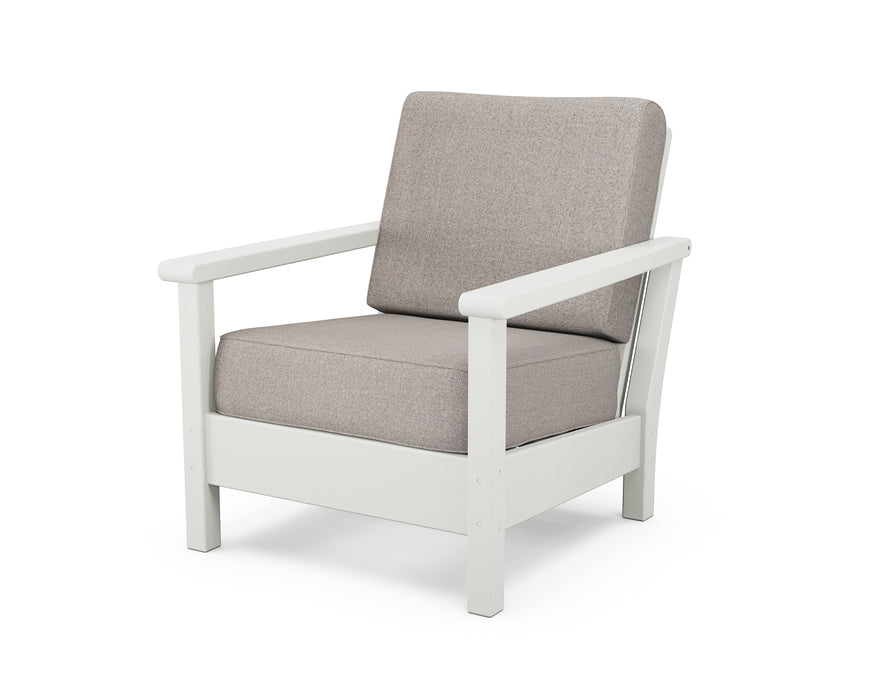 POLYWOOD Harbour Deep Seating Chair in Vintage White / Weathered Tweed