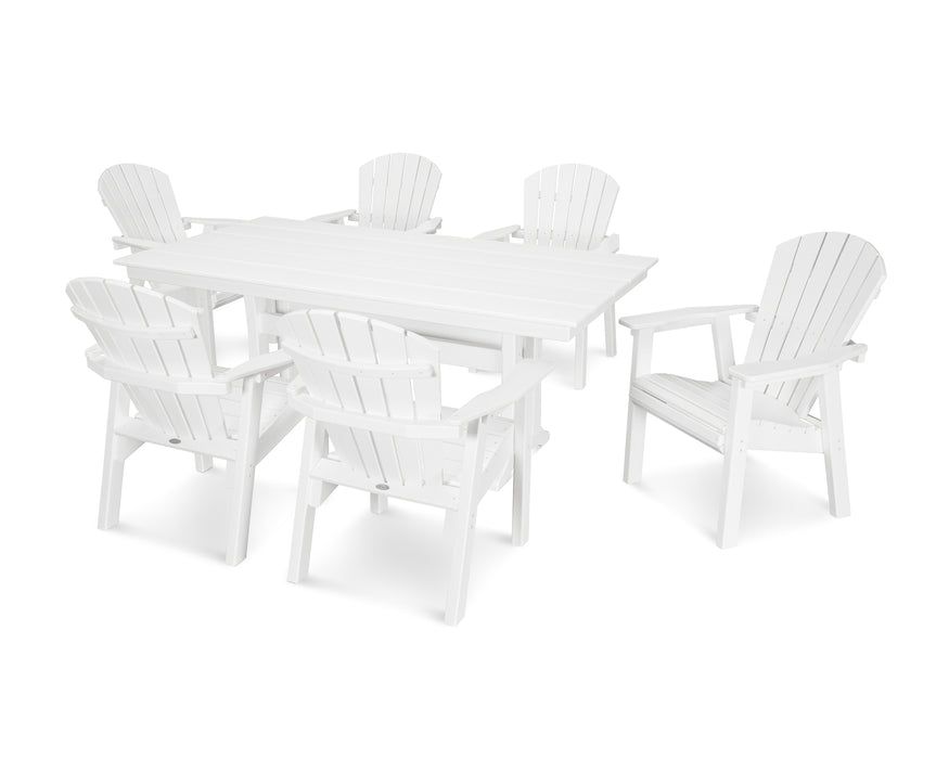 POLYWOOD 7 Piece Seashell Dining Set in White