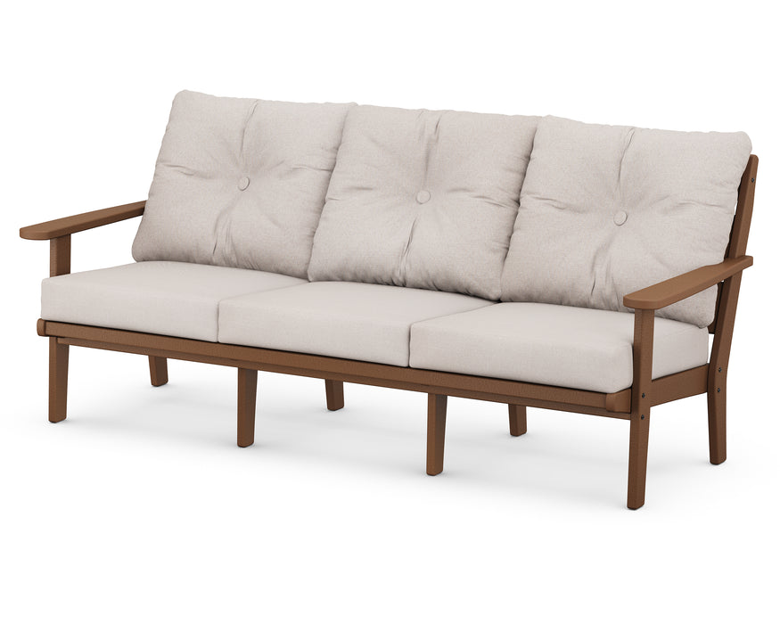 POLYWOOD Lakeside Deep Seating Sofa in Teak / Dune Burlap