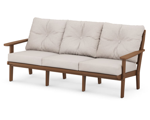 POLYWOOD Lakeside Deep Seating Sofa in Teak / Dune Burlap image