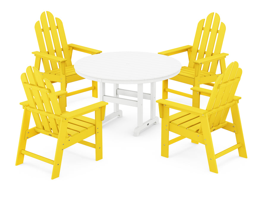 POLYWOOD Long Island 5-Piece Round Farmhouse Dining Set in Lemon