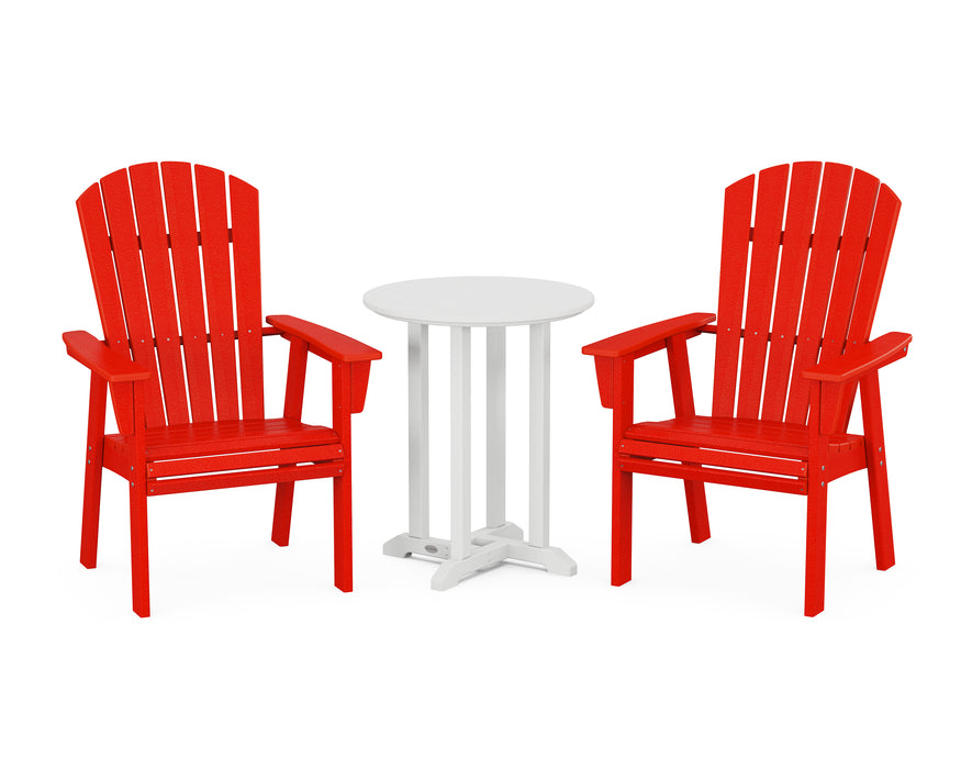 POLYWOOD Nautical Adirondack 3-Piece Round Dining Set in Sunset Red