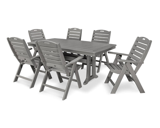 POLYWOOD 7-Piece Nautical Highback Chair Dining Set with Trestle Legs in Slate Grey image