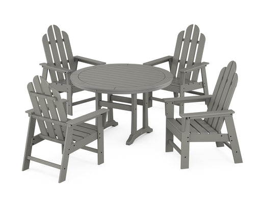 POLYWOOD Long Island 5-Piece Round Dining Set with Trestle Legs in Slate Grey image